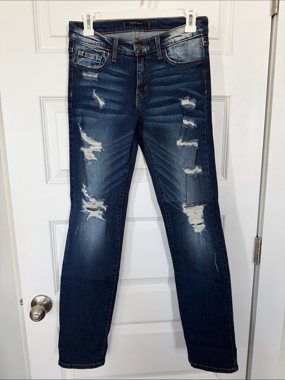Distressed Flying Monkey Straight Fit Jeans
